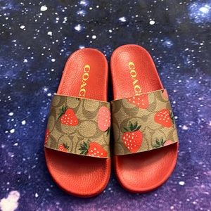 Coach strawberry sandals/ slides